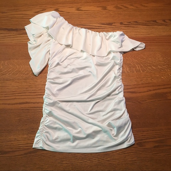 bebe Tops - bebe one shoulder ruffle top